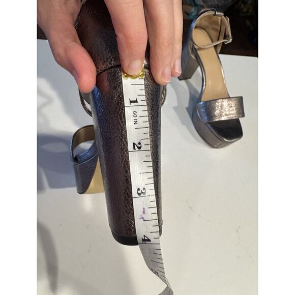 Banana Republic Women's Size 8 Pewter Metallic Leather Platform Heels - Picture 9 of 13